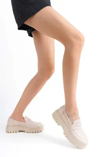 Women's Casual .. Daily Loafer Shoes-Beige.T - TAF (1)