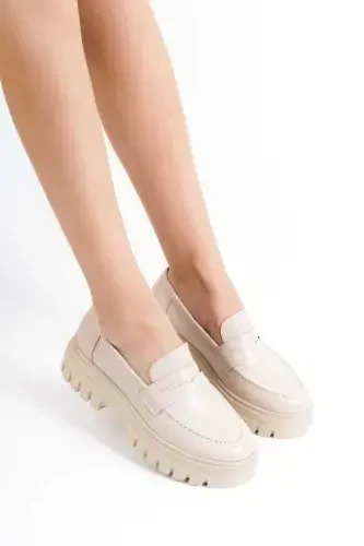 Women's Casual .. Daily Loafer Shoes-Beige.T - 3