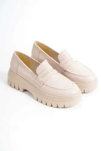Women's Casual .. Daily Loafer Shoes-Beige.T - 4