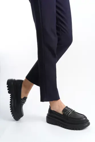 Women's Casual Daily Loafer Shoes-Black.STONE - 3