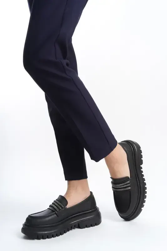 Women's Casual Daily Loafer Shoes-Black.STONE - 4