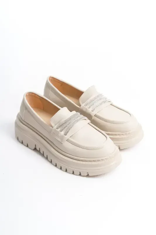 Women's Casual .. Daily Loafer Shoes-Cream.STONE - TAF