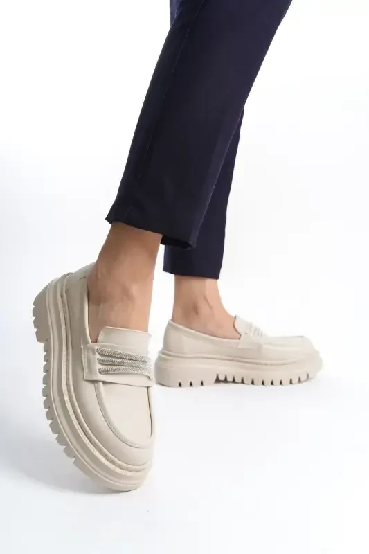 Women's Casual .. Daily Loafer Shoes-Cream.STONE - 3