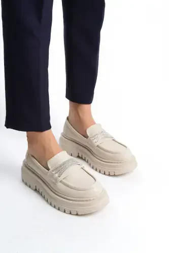 Women's Casual .. Daily Loafer Shoes-Cream.STONE - 4