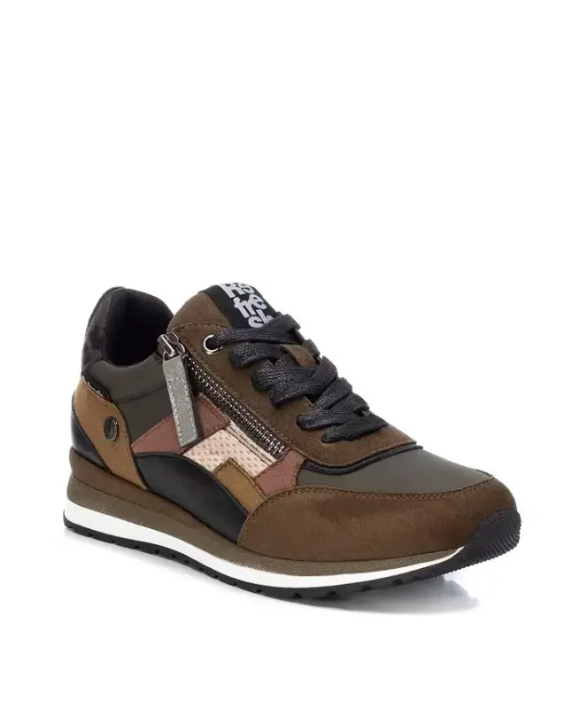 Women's Casual Lace-Up Sneakers - Green/brown - XTI