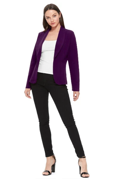 Women's Casual Long Sleeve Office Workwear Solid Blazer Jacket, S-3XL - 4