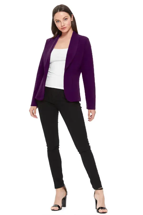 Women's Casual Long Sleeve Office Workwear Solid Blazer Jacket, S-3XL - 8