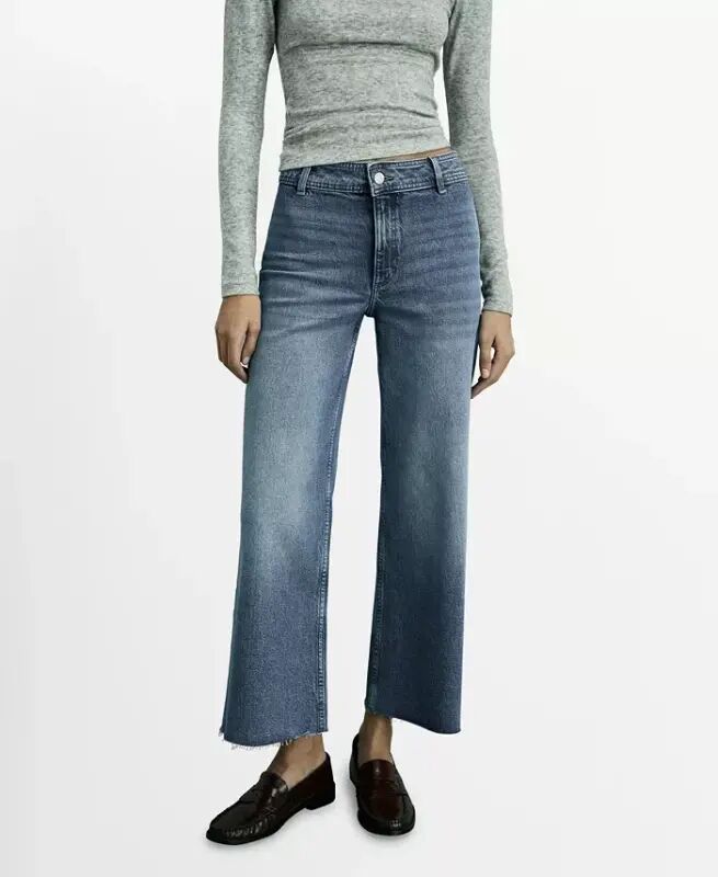 Women's Catherin Culotte High-Rise Jeans - Medium Blue - mango