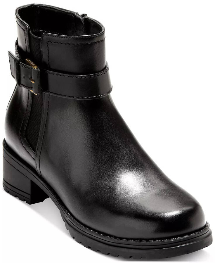 Women's Catherine Waterproof Block Heel Booties Black Leather - 1