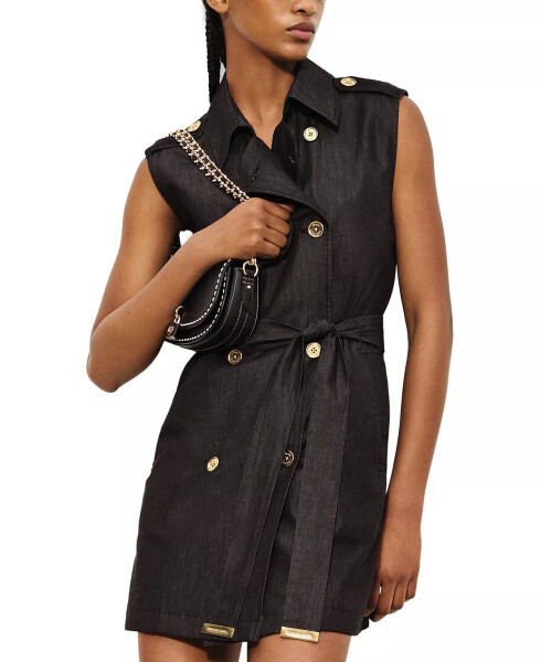 Women's Chambray Trenchcoat Dress Black Rinse - 1