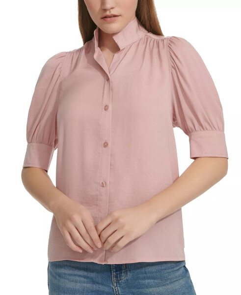 Women's Charmeuse Puff-Sleeve Stand-Collar Top Enchant - 1