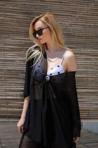 Women's Chic Single Top Black Pareo 38051 - 9