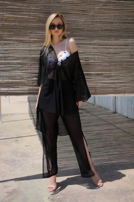 Women's Chic Single Top Black Pareo 38051 - BÜYÜKBEDENIZ