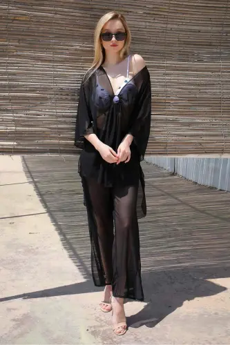 Women's Chic Single Top Black Pareo 38051 - 6