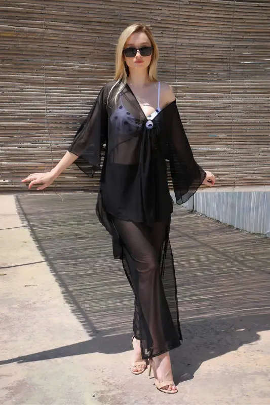 Women's Chic Single Top Black Pareo 38051 - 17