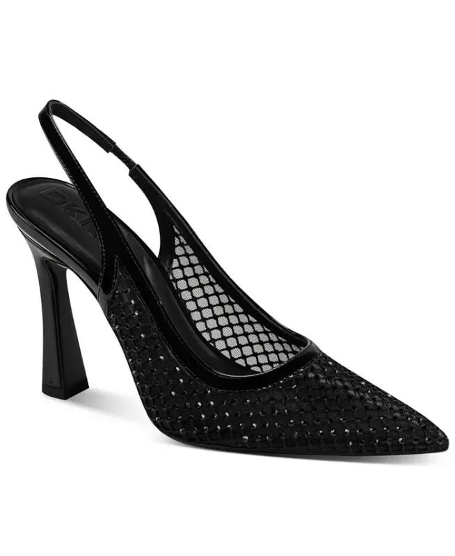 Women's Cinette Slingback Pointed Toe Pumps - Black Rhinestone - 1