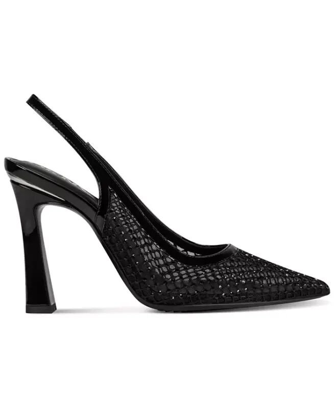 Women's Cinette Slingback Pointed Toe Pumps - Black Rhinestone - 2
