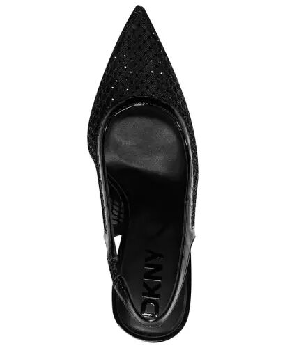 Women's Cinette Slingback Pointed Toe Pumps - Black Rhinestone - 4
