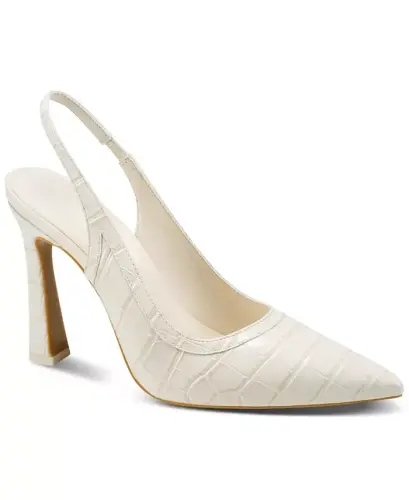 Women's Cinette Slingback Pointed Toe Pumps - Cream Croc - 1