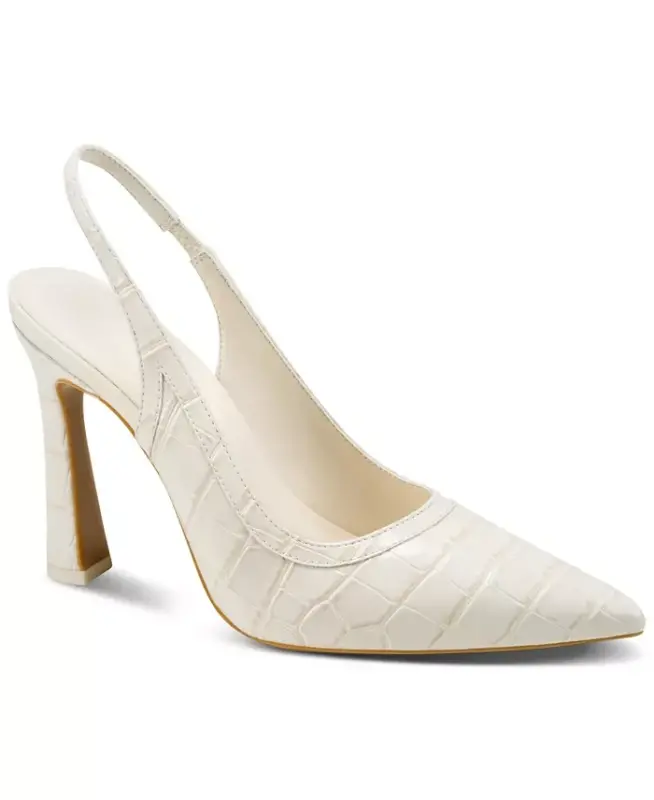 Women's Cinette Slingback Pointed Toe Pumps - Cream Croc - 1