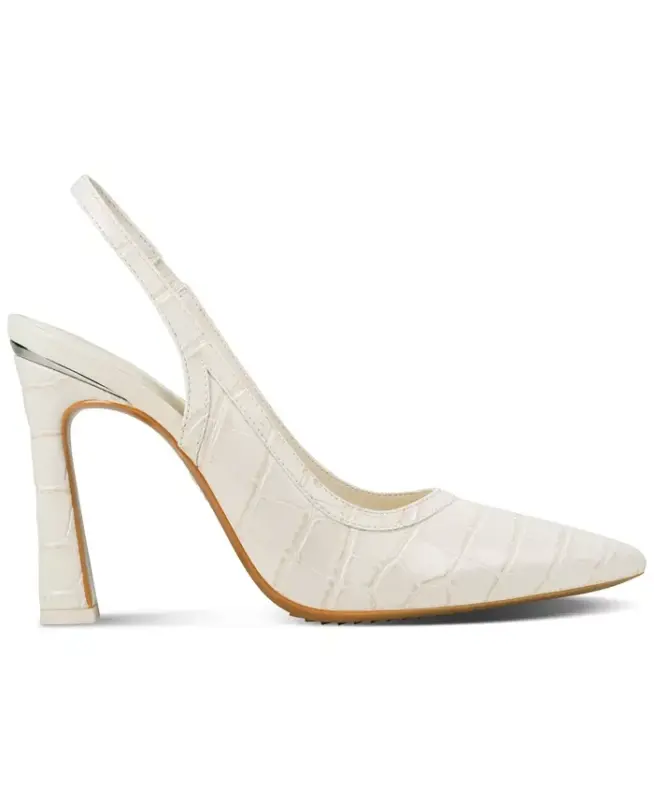 Women's Cinette Slingback Pointed Toe Pumps - Cream Croc - 2