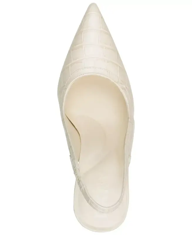 Women's Cinette Slingback Pointed Toe Pumps - Cream Croc - 4