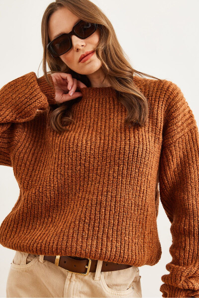 Women's Cinnamon Thick Knit Thistle Balloon Sleeve Sweater KZK-19000863 - 3