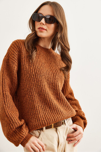 Women's Cinnamon Thick Knit Thistle Balloon Sleeve Sweater KZK-19000863 - 4