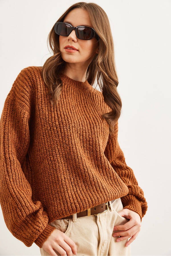 Women's Cinnamon Thick Knit Thistle Balloon Sleeve Sweater KZK-19000863 - 4