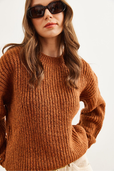 Women's Cinnamon Thick Knit Thistle Balloon Sleeve Sweater KZK-19000863 - 5