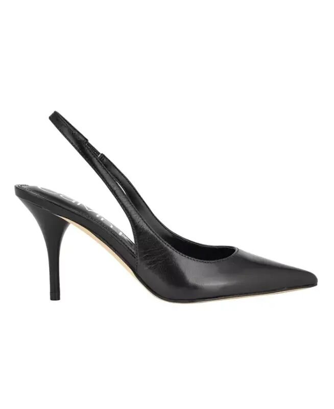 Women's Cinola Pointy Toe Slingback Pumps - Black Leather - Calvin Klein