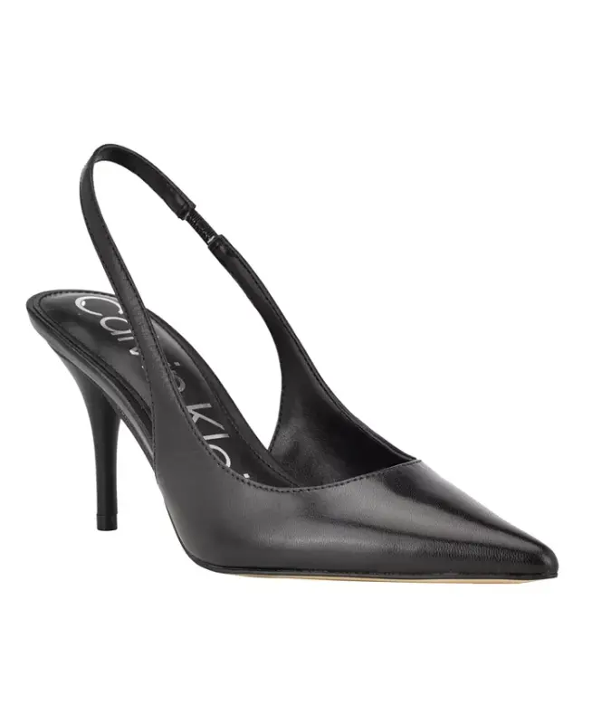 Women's Cinola Pointy Toe Slingback Pumps - Black Leather - 5