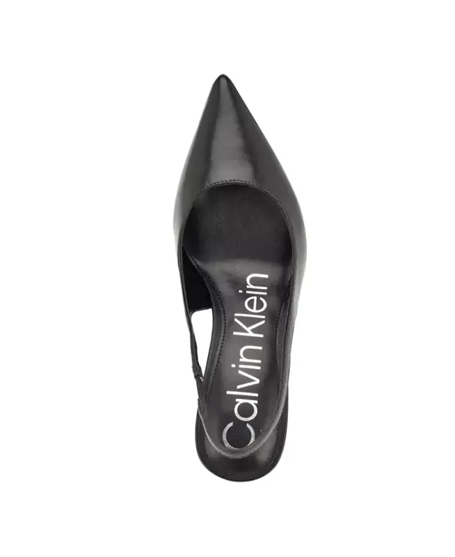 Women's Cinola Pointy Toe Slingback Pumps - Black Leather - 3