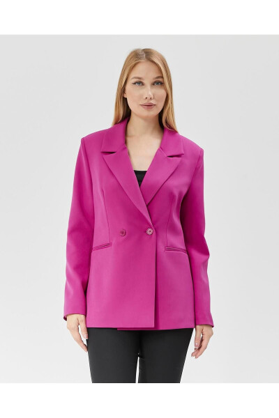 Women's Classic Blazer Vintage Jacket FUCHSIA - 3