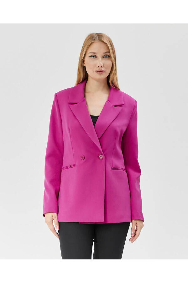 Women's Classic Blazer Vintage Jacket FUCHSIA - 3