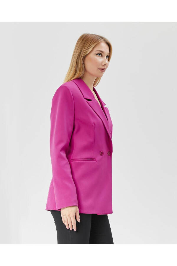 Women's Classic Blazer Vintage Jacket FUCHSIA - 4