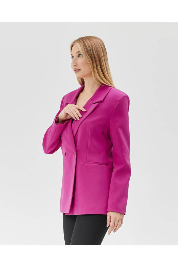 Women's Classic Blazer Vintage Jacket FUCHSIA - 5