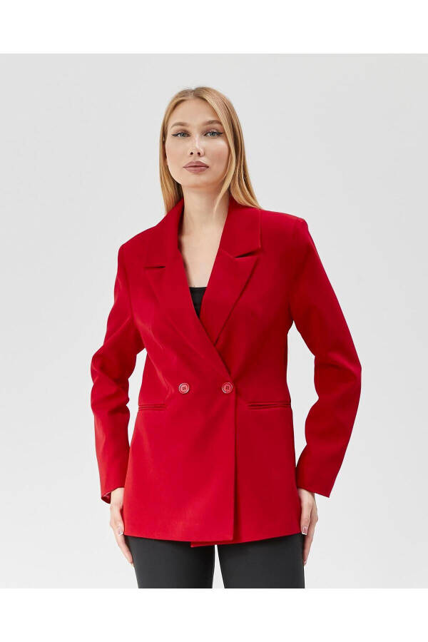 Women's Classic Blazer Vintage Jacket RED - 1