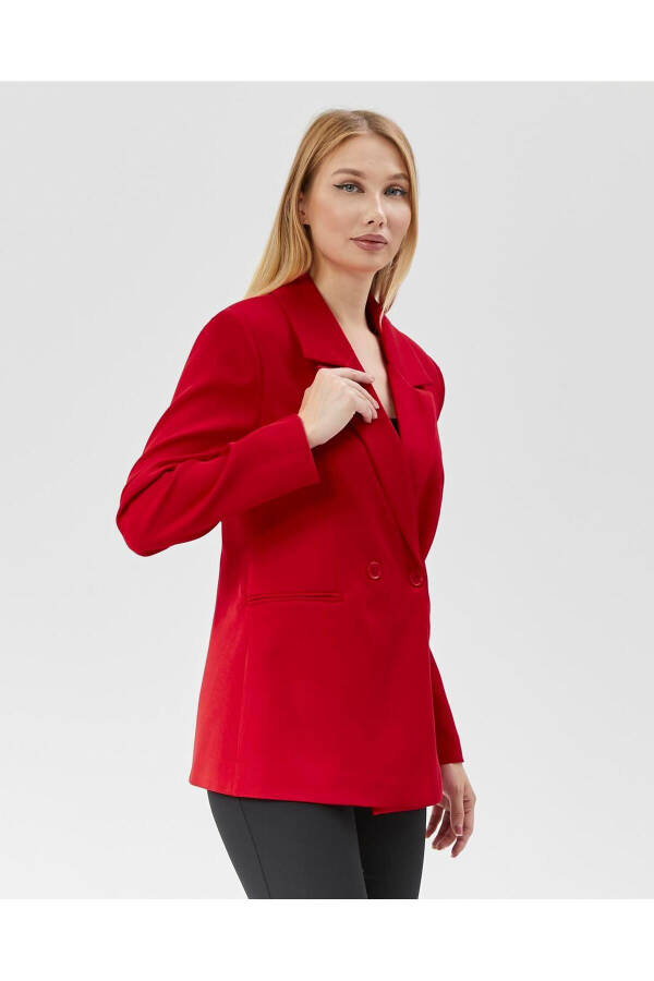 Women's Classic Blazer Vintage Jacket RED - 3