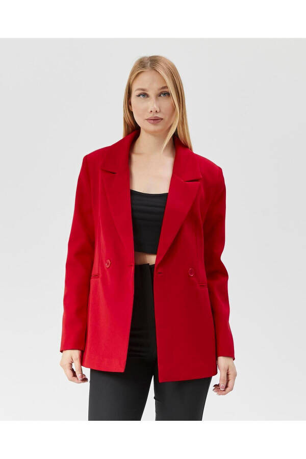 Women's Classic Blazer Vintage Jacket RED - 4