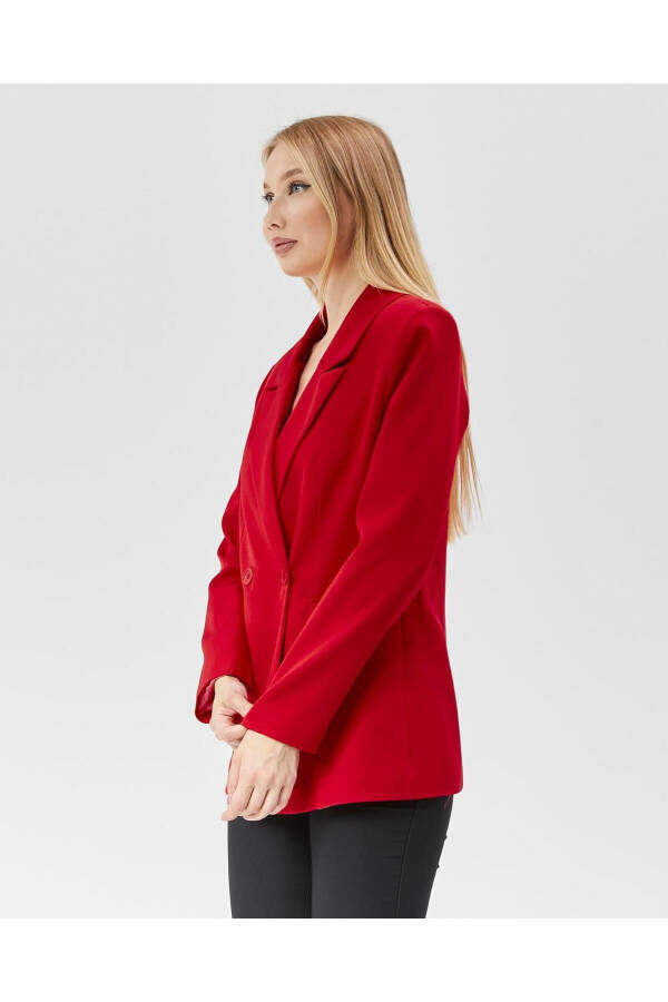 Women's Classic Blazer Vintage Jacket RED - 5