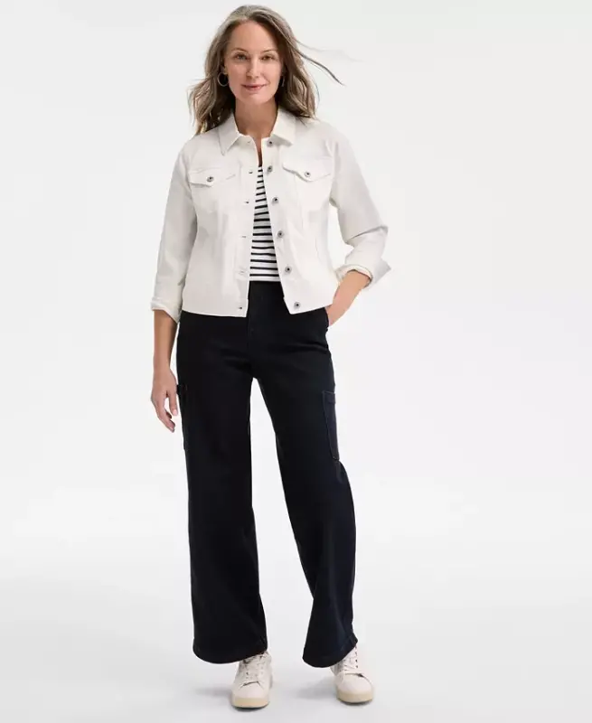 Women's Classic Denim Jacket, Created for Modazone - Bright White - 1