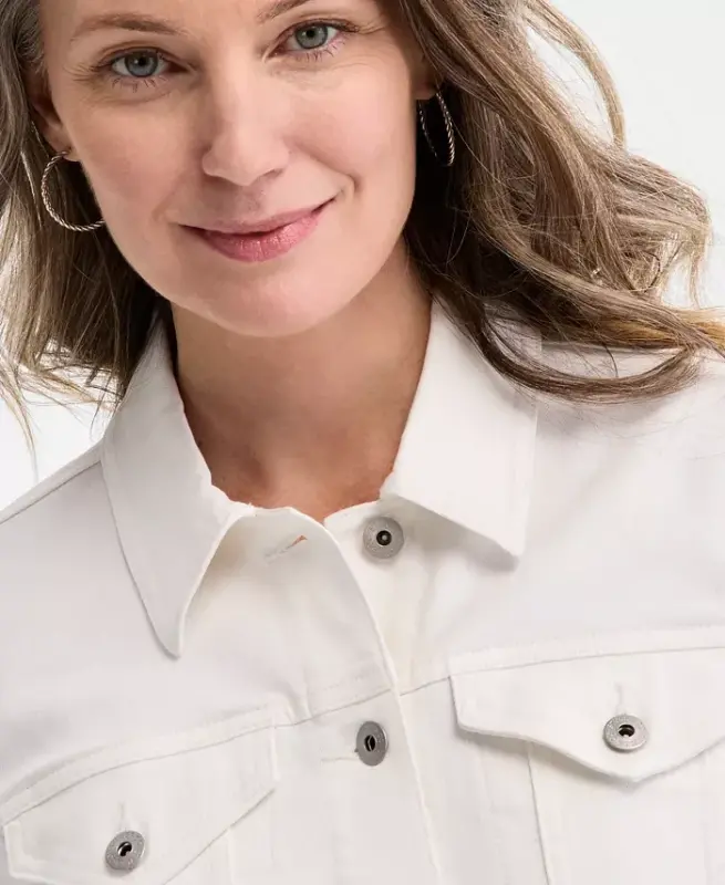 Women's Classic Denim Jacket, Created for Modazone - Bright White - 3
