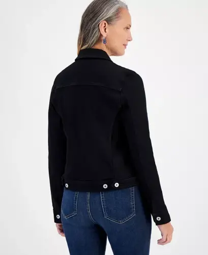Women's Classic Denim Jacket, Created for Modazone - Deep Black - 2