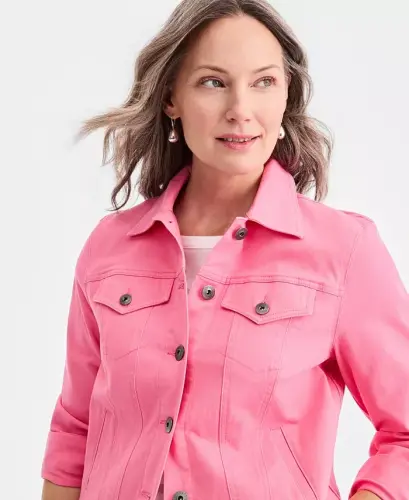 Women's Classic Denim Jacket, Created for Modazone - Flowerng Ginger - 3