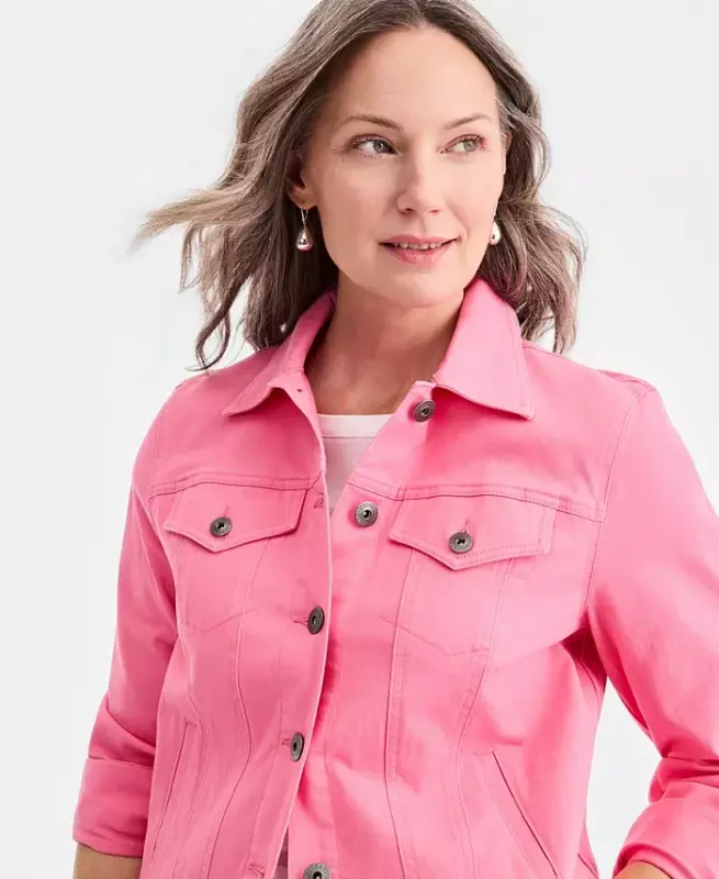 Women's Classic Denim Jacket, Created for Modazone - Flowerng Ginger - 3