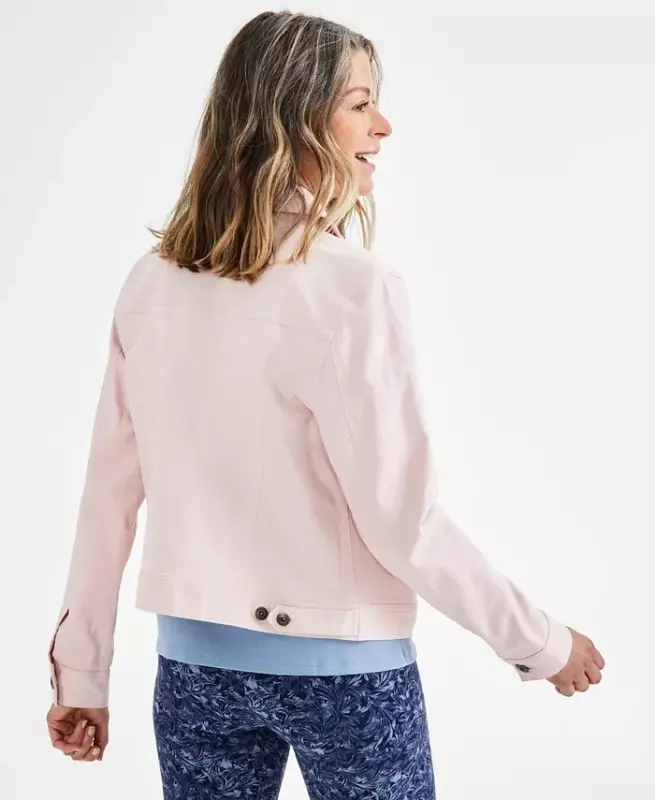 Women's Classic Denim Jacket, Created for Modazone - Lotus Pink - 2
