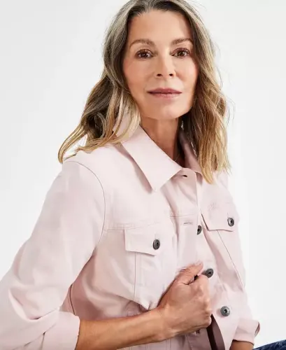 Women's Classic Denim Jacket, Created for Modazone - Lotus Pink - 3