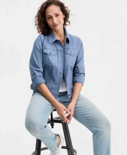 Women's Classic Denim Jacket, Created for Modazone - Militia Blue - 4