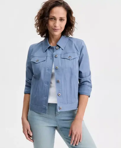 Women's Classic Denim Jacket, Created for Modazone - Militia Blue - 1